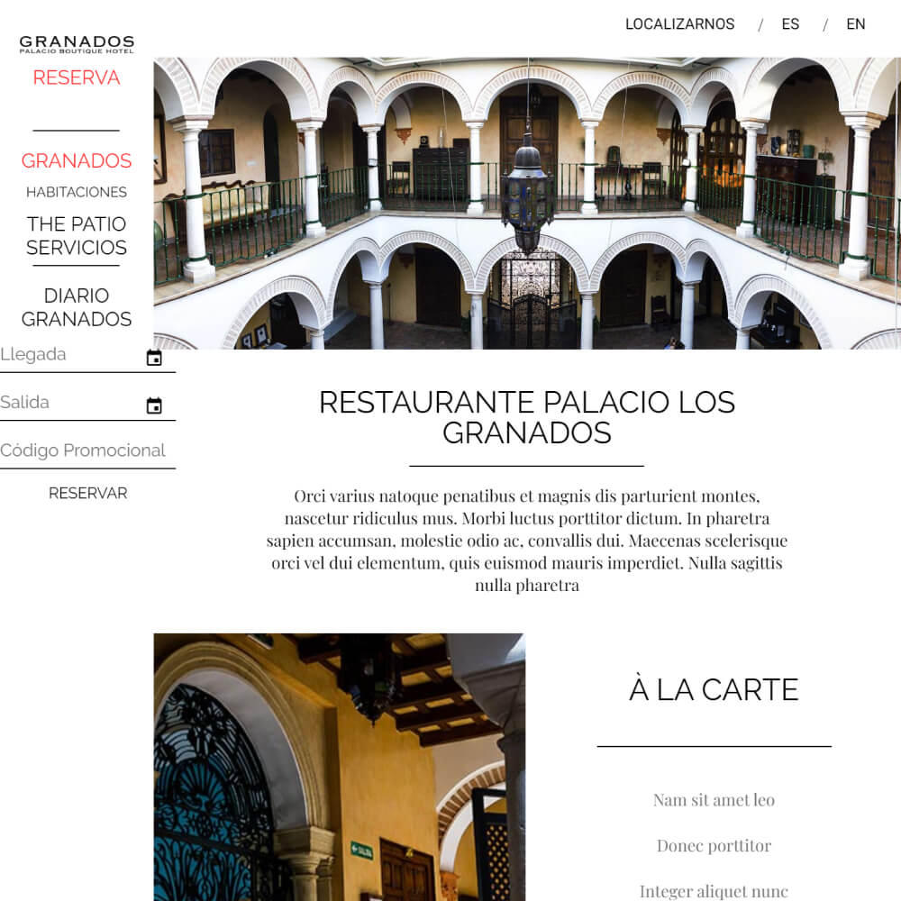 Ejemplo diseño web para hoteles - Hotel Granados