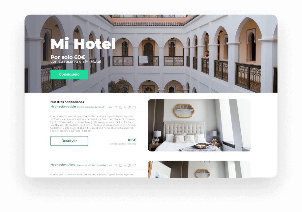 Diseño de páginas web para hoteles, apartamentos turísticos, casas y villas